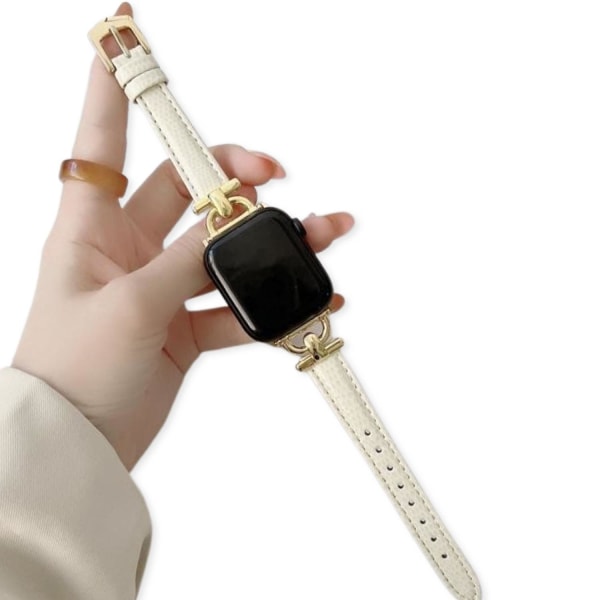 Apple Watch armband 42/44/45 mm riktigt skinn krokodil orm lyx White White