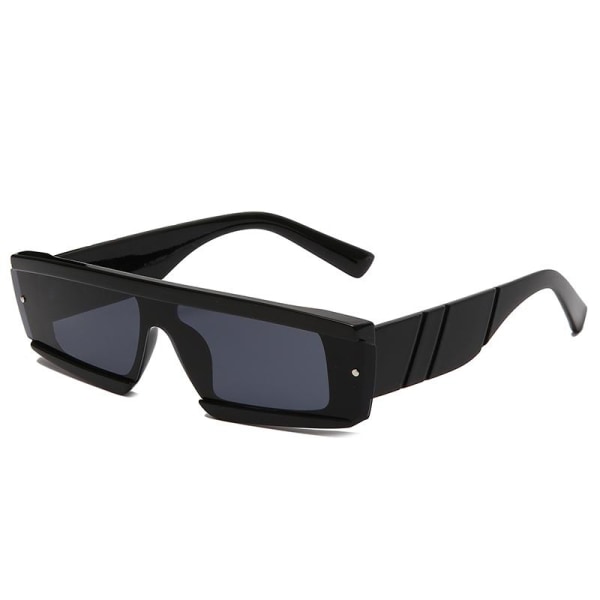 Solglasögon för män svarta breda skalmar med linjer svart Svart one size
