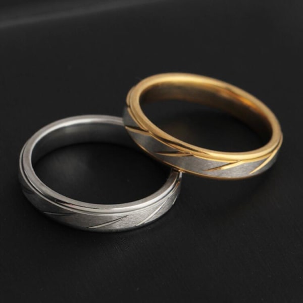 Klassisk silver & guldfärgad stålring för män vacker polering Silver US 9 Silver