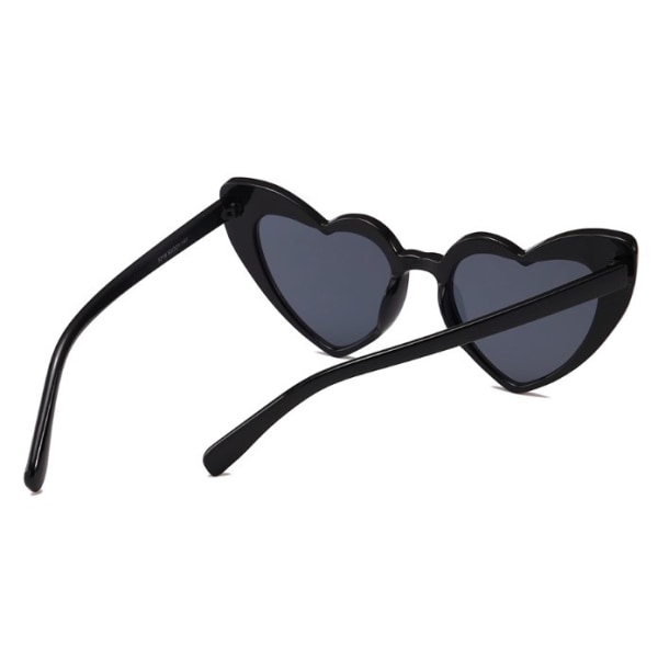 Retro hjerteformede solbriller oversized UV400 for kvinner Black one size