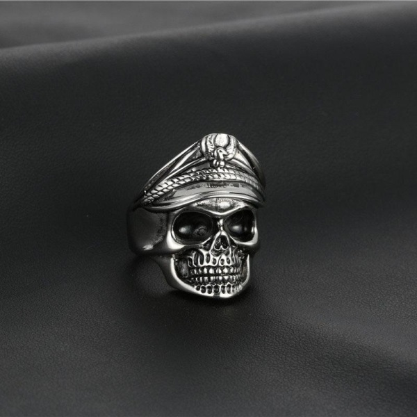 Tjock ring med legion officier skelett rostfritt stål kranium Silver one size