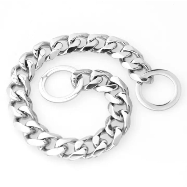 Fed halskæde til hunde i sølv eller sort rustfri stålkæde Silver S