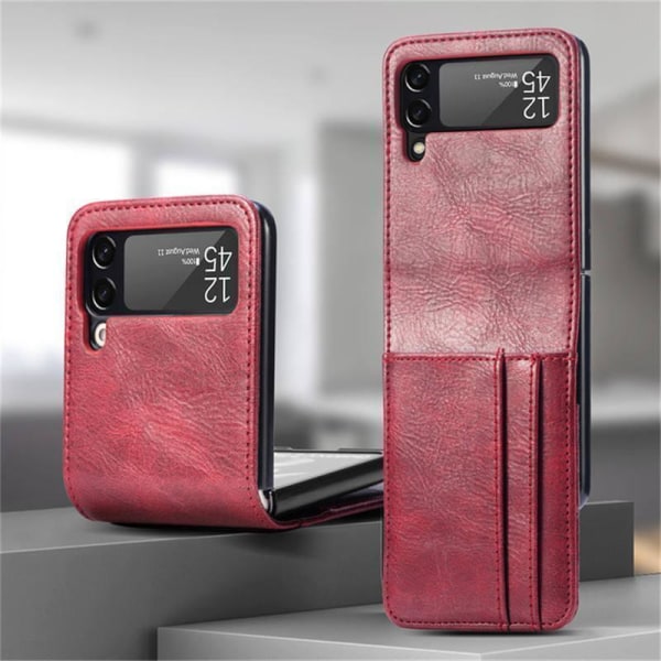 Samsung Galaxy Z FLIP 3 - lommebok deksel vegansk skinn Red one size d45d |  Rød | Abstrakt og geometri | Fyndiq
