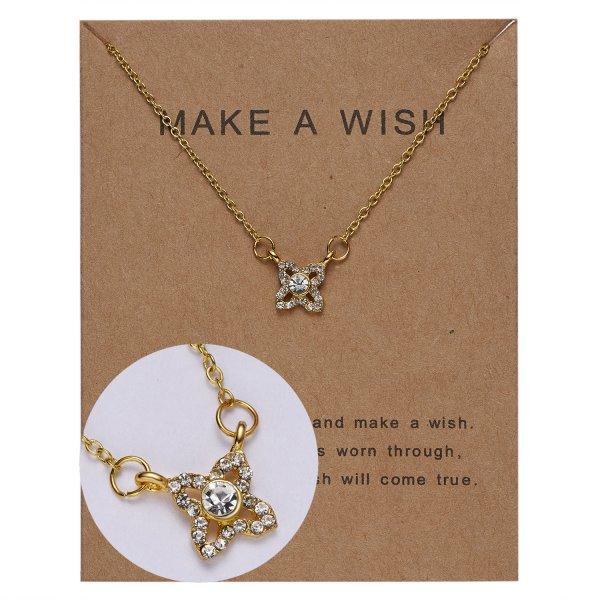 Guldpläterat Önske-halsband med blomma perfekt julklapp gåva present Guld one size