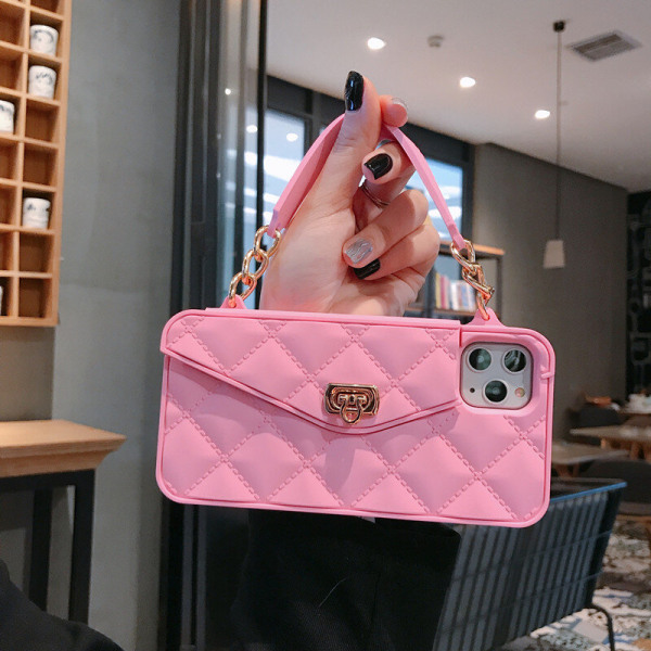 Exklusiv handväska för iPhone 11 med axelrem Rosa one size