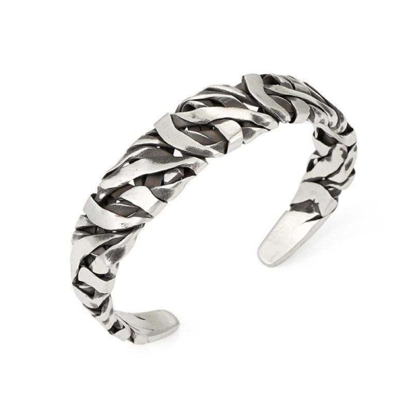 Noorzai S - Retro justerbart armband för män i silver medeltid Silver one size