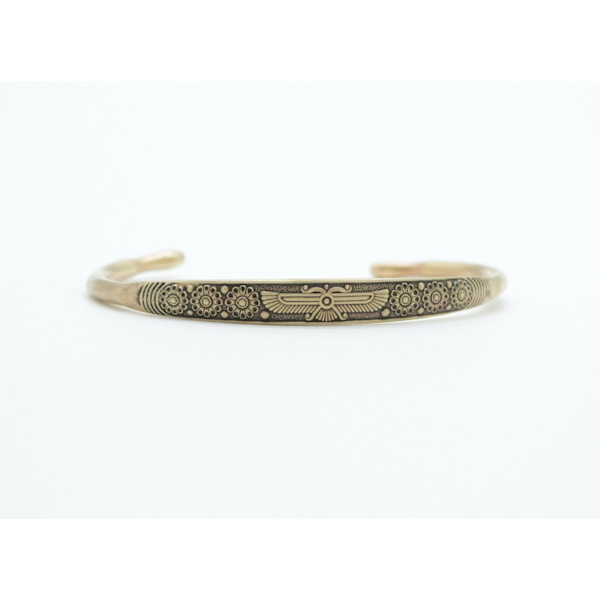 Armbånd i kobber med emblem Faravahar Persisk kulturhistorie justerbar Gold one size