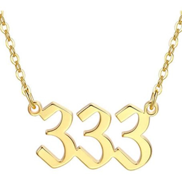 Kullattu kaulakoru enkeli numero 333 tarkoittaa lahja henkistä Gold one size