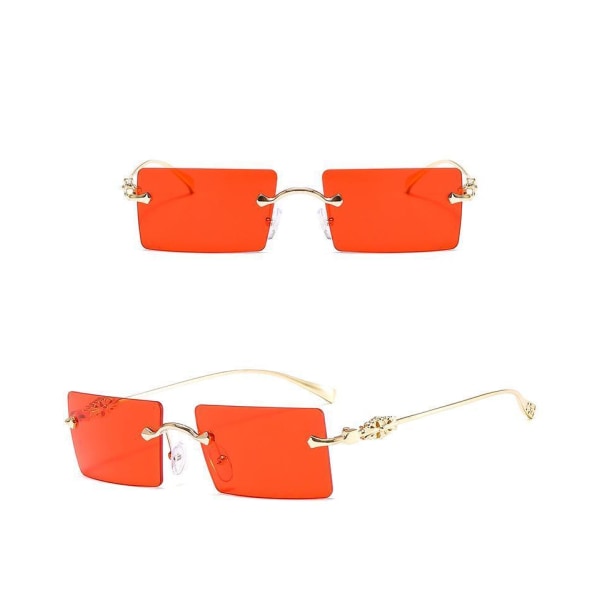 Solbriller for kvinner 90-tallsinspirert rektangulær sommerrød Orange one size