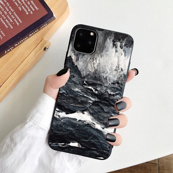 iPhone 12 & 13 Pro Max Mini shell marmor sten akvarel vand Grey one size