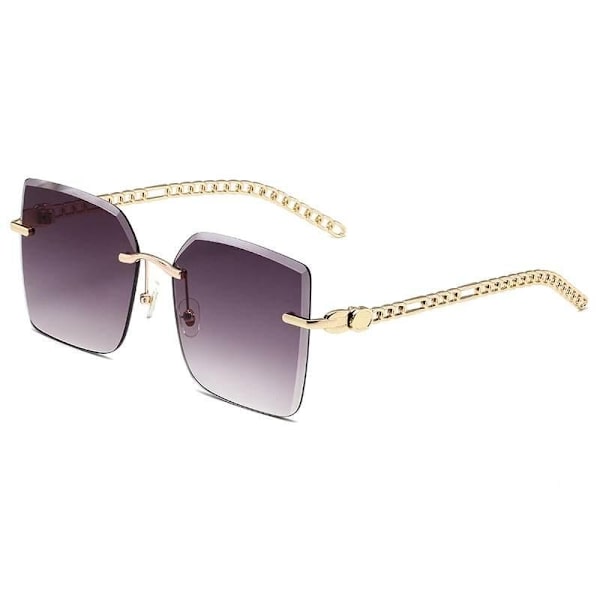 Store luksussolbriller med firkantede glas og flettet guldstang Gold one size