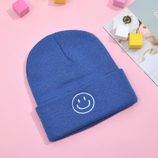 Varm tjock stickad skejt mössa vinter Hip-Hop Beanie flera färger Blå one size