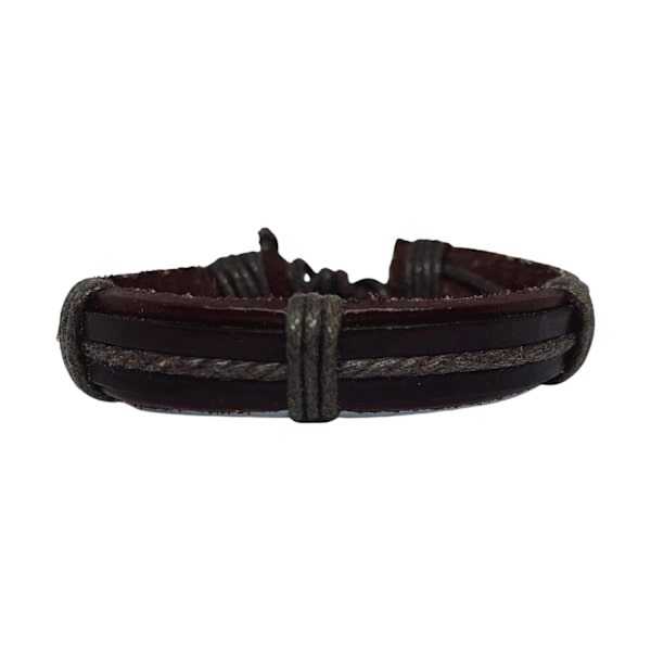 Håndlaget vridd armbånd i ekte skinn i brun stil for menn Brown one size