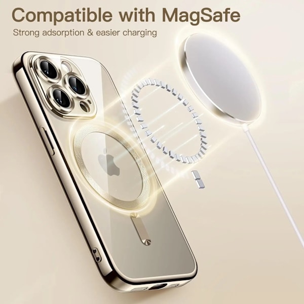 Etui til iPhone 15, Pro & Max magnet for nem opladning galvanisering Silver one size