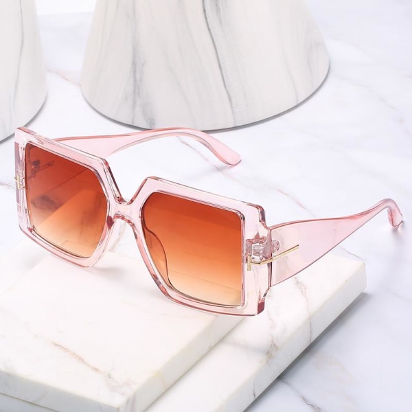 Store solbriller med firkantet ramme, brede stenger Pink one size
