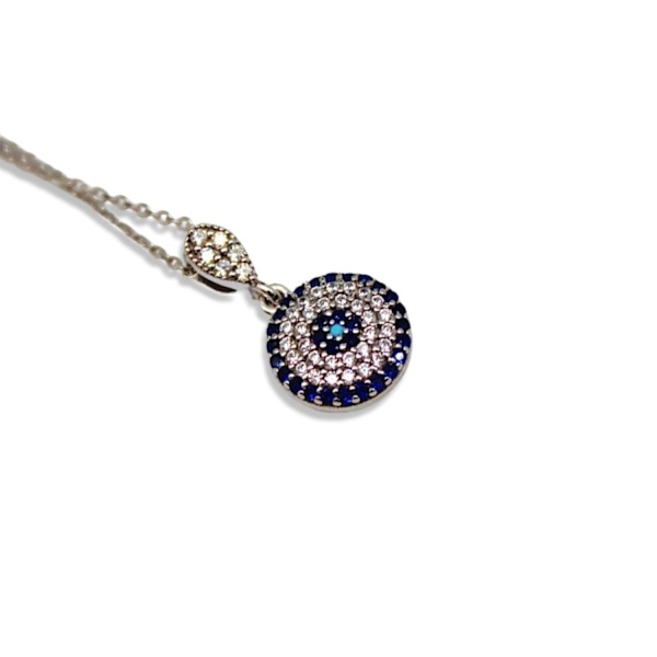 Nazar Halsband i 925 Silver med Färgglada Zirkoniastenar – Stilfullt Skyddssmycke Silver one size