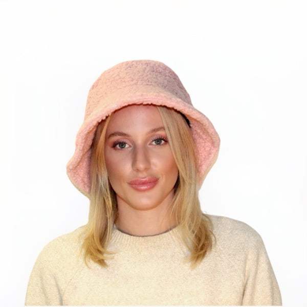 Varm fiskehue uld plys hue hat unisex teddy materiale Pink one size