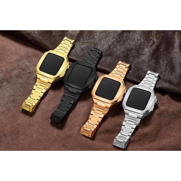 Noorzai S - Apple Watch 7 Lyxfodral band flera färger justerbar Gold Gold