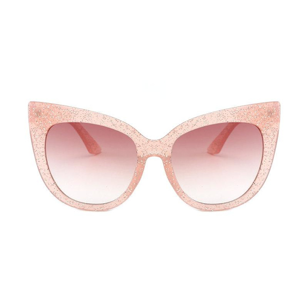 Stora rosa cateye solglasögon UV400 glitter Rosa one size