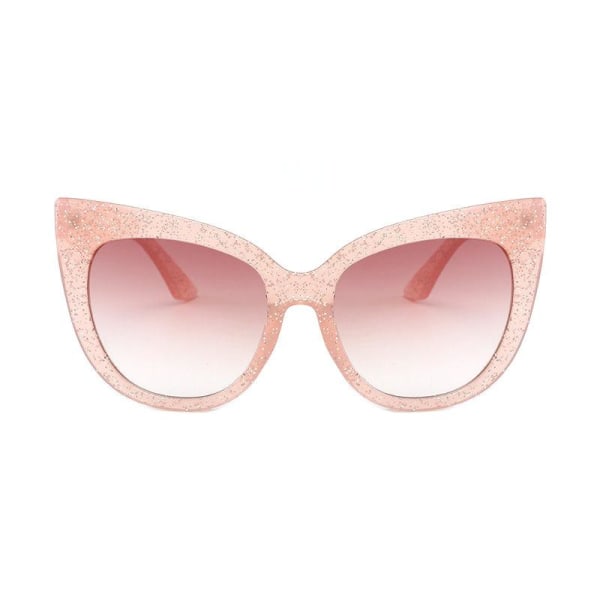 Store lyserøde cateye solbriller UV400 glitter Pink one size