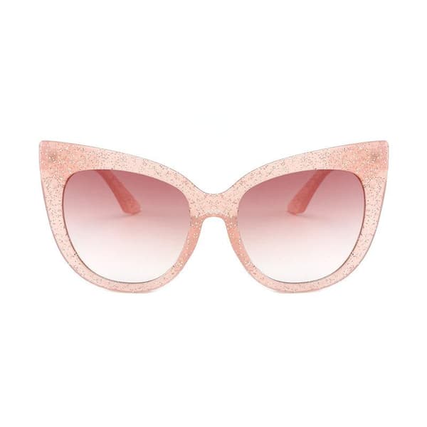 Store lyserøde cateye solbriller UV400 glitter Pink one size