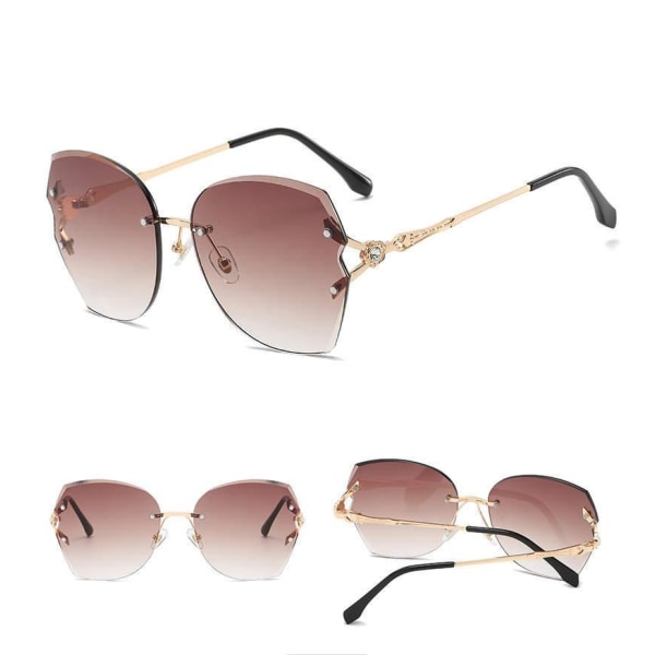 Solbriller med vakre innfatninger i gullbrun grå UV400 Brown one size