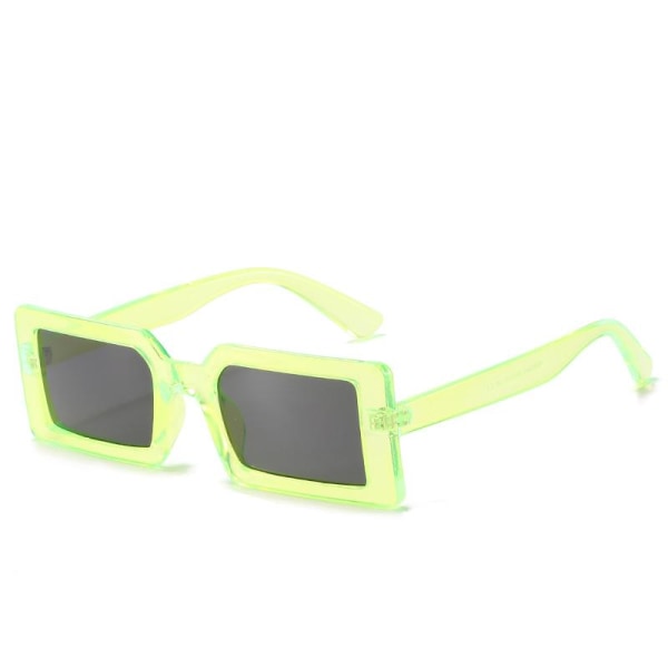 Trendiga solglasögon med rektangulära bågar i limegrön Limegrön one size