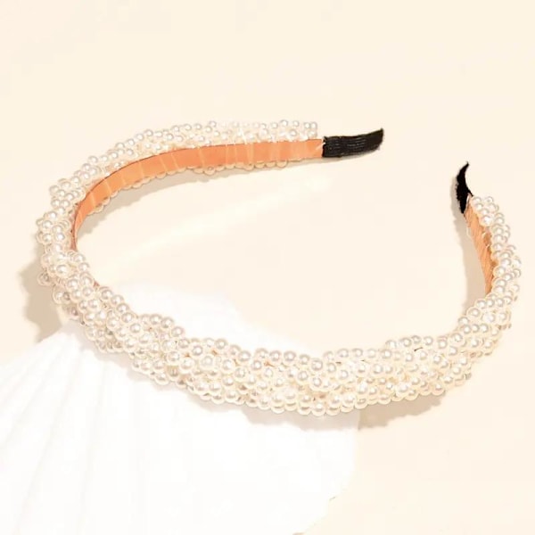 Kaunis leveä tiara punottu helminauha klassisen kaunis White one size