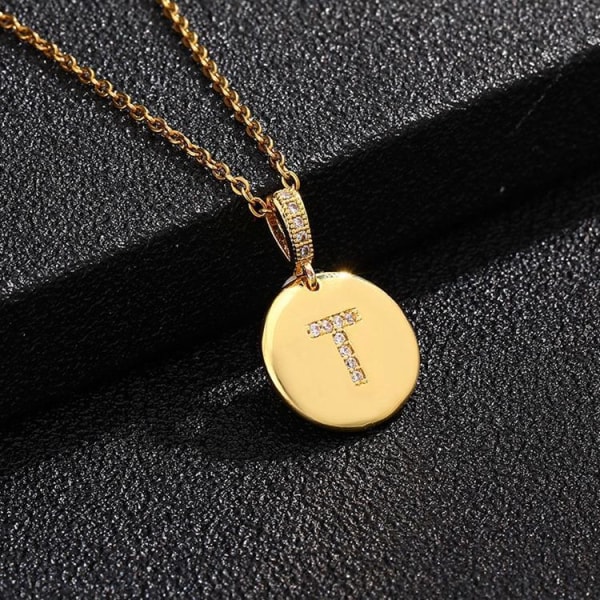 Pyöreät kirjaimet amuletit kullasta ja zirkonikullatut kaulakorut Gold one size