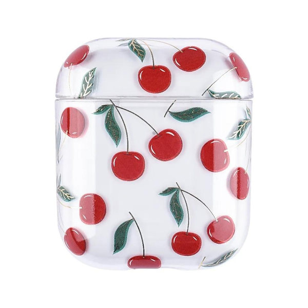 Airpods Pro 2 Transparent beskyttende skall med avokado eller kirsebær Red one size