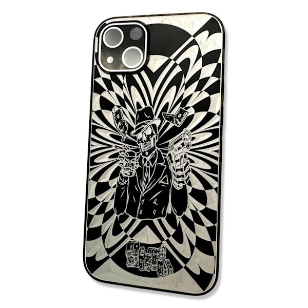 Aluminium skal alla iPhone 14 modeller 3D pengar pistol dricka Black one size