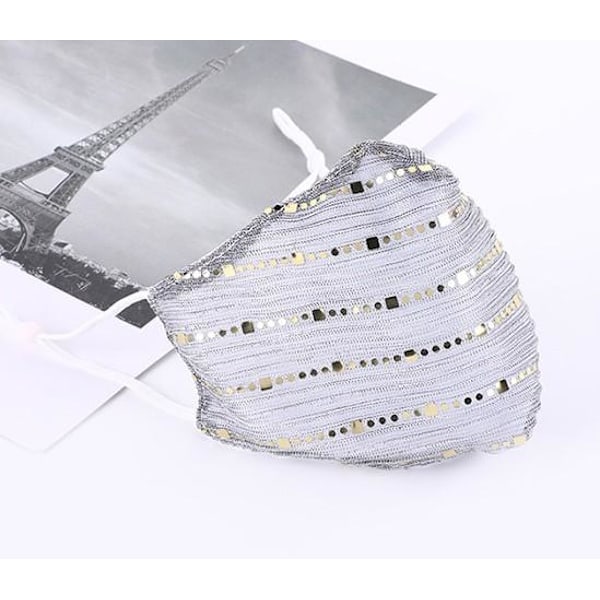Mode Mask paljetter munskydd i flera färger tvättbar bomull Grey one size