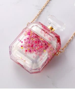 Parfymeflaske til airpod taske med flydende glitter Pink one size