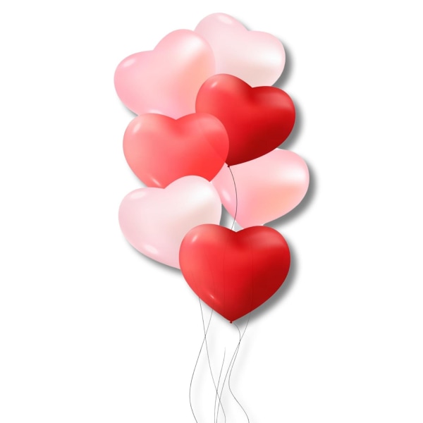 Ballonghjerte 5 stk rosa rød hvit bursdag Valentinsdag Multicolor