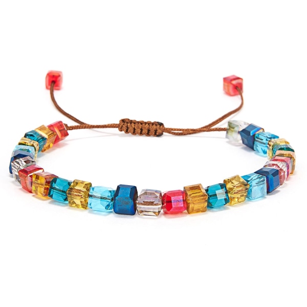 Armband med påträdda kub-formade pärlor hipster färger multifärg one size