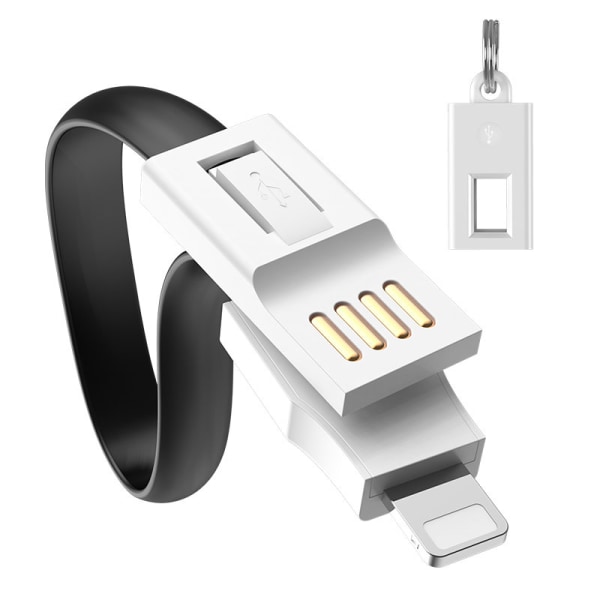 6 PACK! Micro USB/Android - laddare nyckelknippa USB kabel portabel! Svart one size