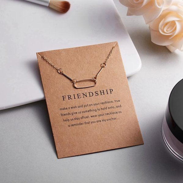 Friendship - kaulakoru, soikea 18K kullattu lahja ystävyys Gold one size