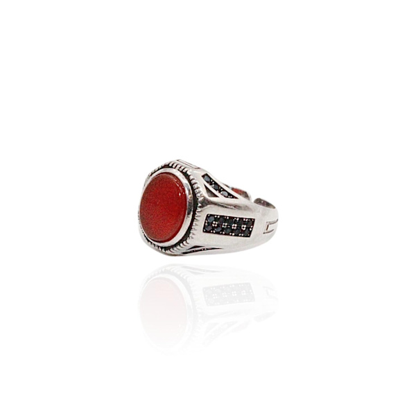 Sterling silver ring äkta orange opal sten persisk klackring för män Röd one size