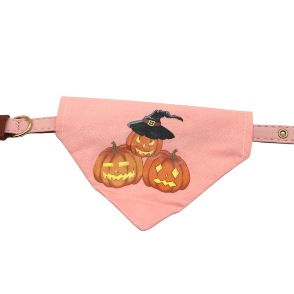 Kaulus koiralle Halloween-aiheisella kurpitsahuivihuivilla Pink S