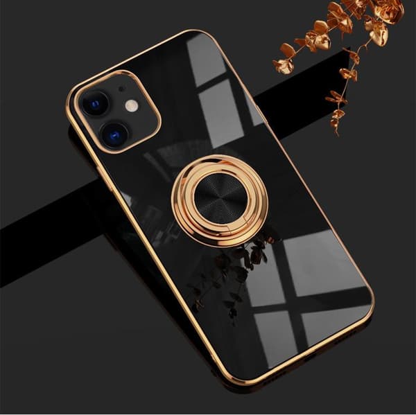 Luksuriøst stilig deksel iPhone 12 Pro Max med ringstativfunksjon Gull Black one size
