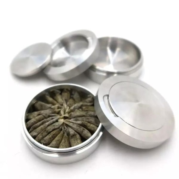 Sølv snusdåse i aluminium med kranier og høretelefoner gave snus Silver
