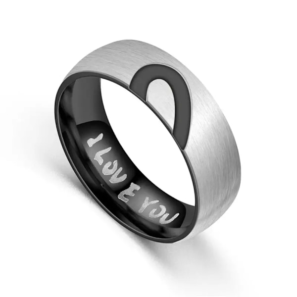 Matchende ringe til par med hjerter '' I love you '' rhinsten Black one size