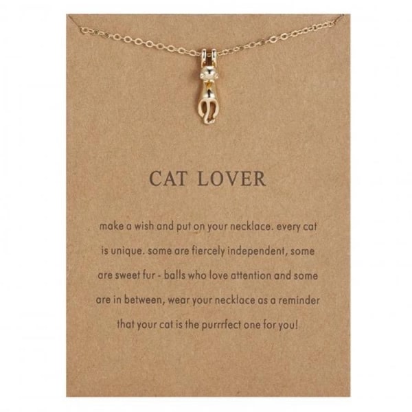 Cat lover - halskjede 18K gullbelagt gave katteelsker valentines Gold one size
