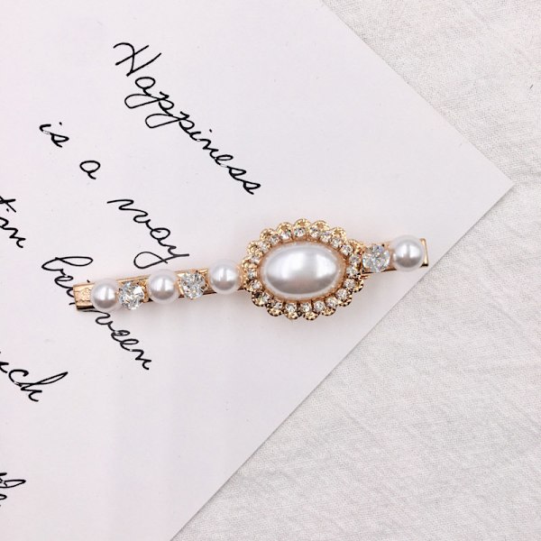 Unik hårnål med pärlor och strass 1 berlock Vit one size