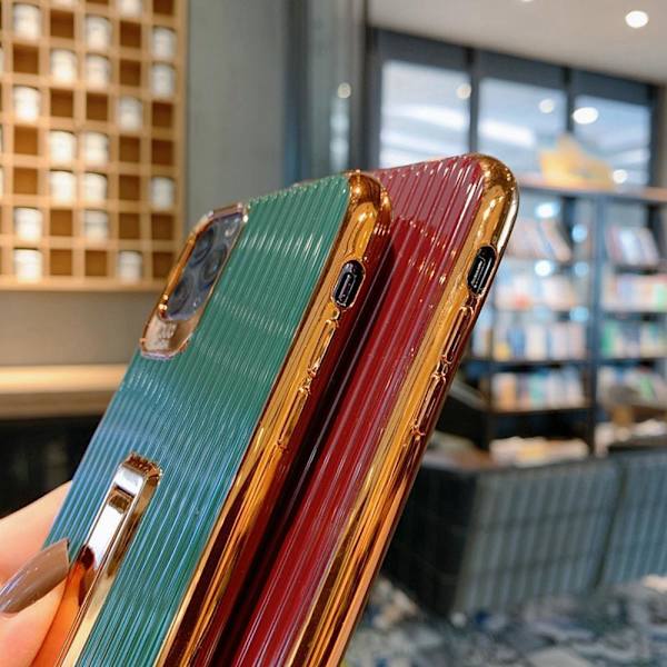 Stilrent lyxigt skal gulddetaljer och fällbart ställ iphone11pro Blå one size