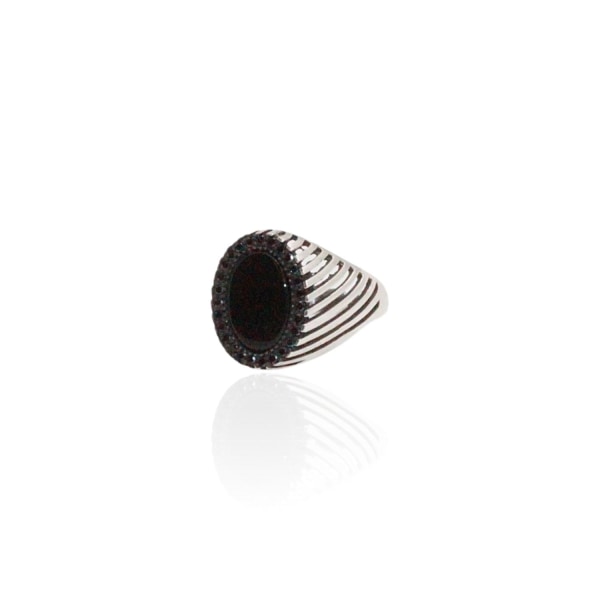 Sterling hopea sormus raidallinen itämainen kuviollinen kantapää Black one size