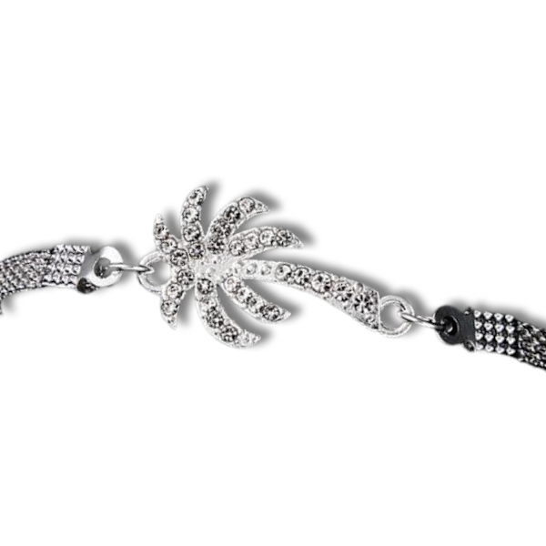 Sølvbelagt armbånd med zirkon palme kokosnød rejse Silver one size