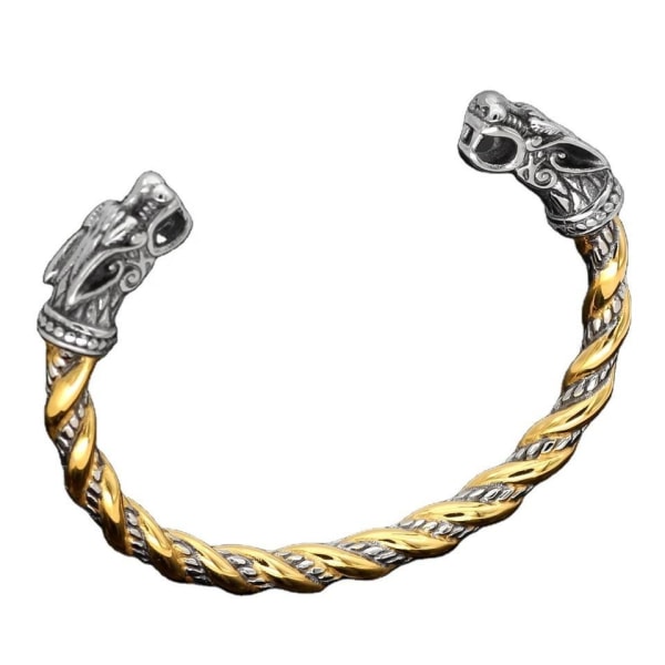 Noorzai S - Snurrat armband i rostfritt stål guld drake justerba Silver one size