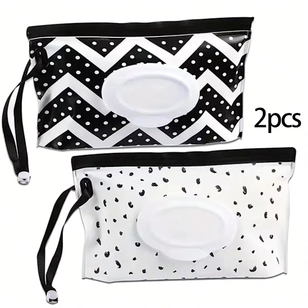 2-PAKK! Etui til babyservietter, reisepapirholder, oppbevaringspose for servietter, gjenbrukbar reiseserviettpose, maskeposer, silkeposer, servietter Pink one size