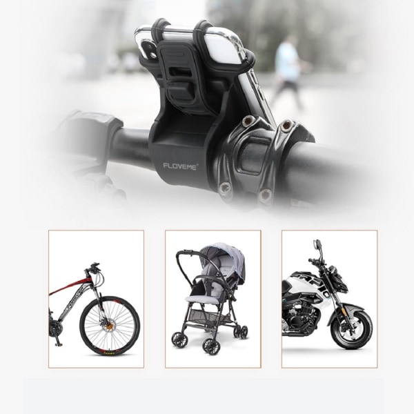 360 graders roterbar cykel- og motorcykelholder med silikonemont Black one size